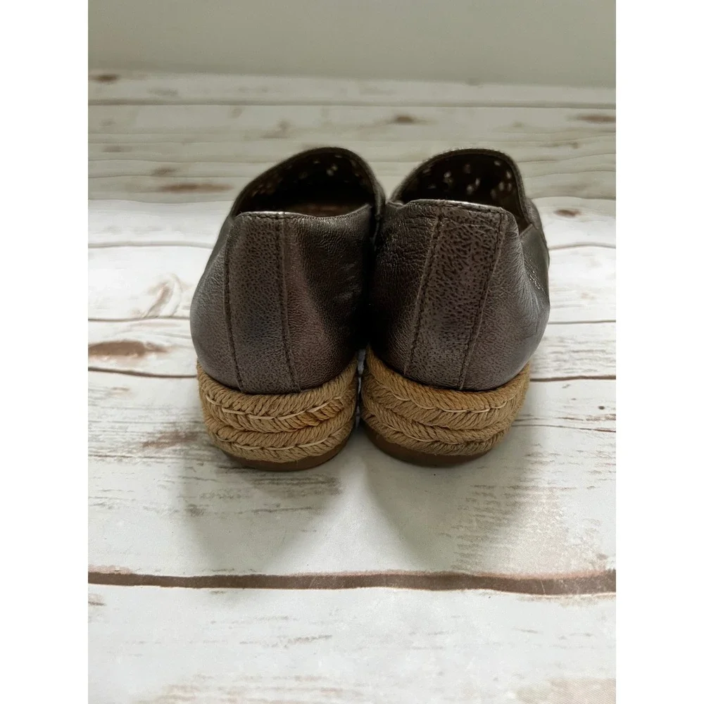 Naturalizer Espadrille Loafers Metallic Bronze Laser Cut Platform 8.5M
